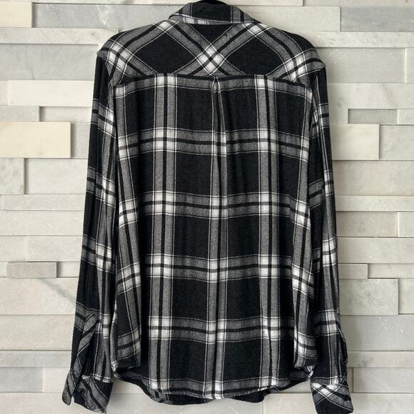 RAILS REVOLVE Hunter Long Sleeve Button Front Top Shirt Blouse Midnight Snow L - Picture 3 of 7